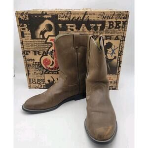 Justin JB3001 Temple Roper Boots Leather Cowboy Mens Size 9.5 D Classic Brown